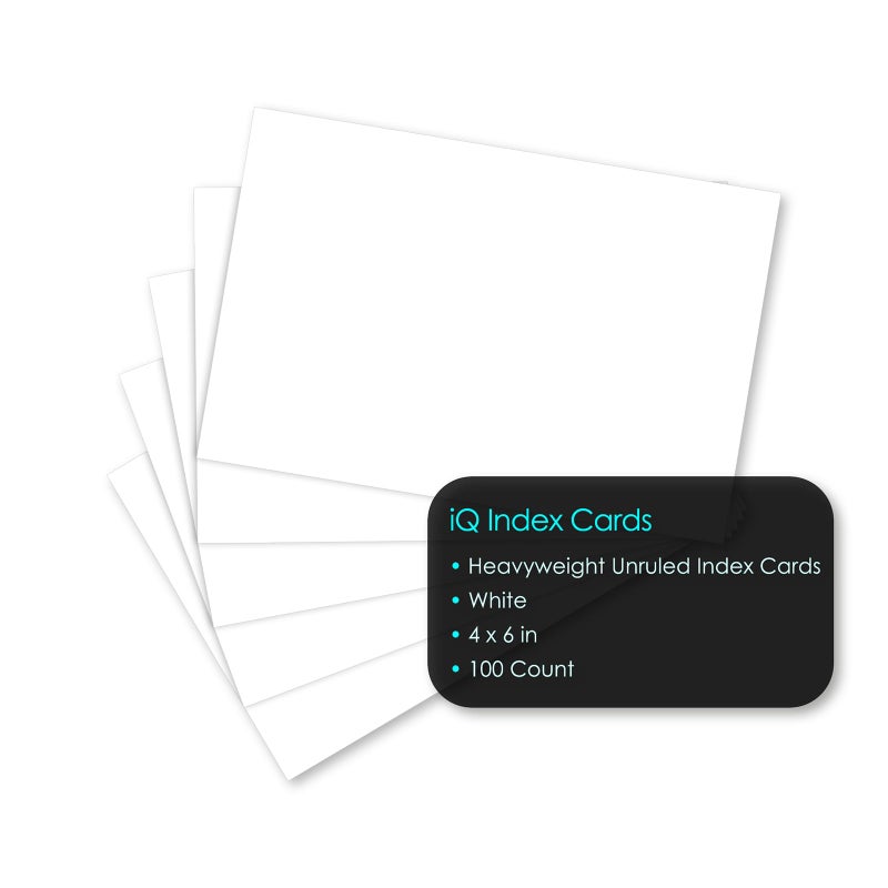 iScholar Index Cards, White, Unruled, 4 x 6 Inches, 100 Card Pack (04602) - Image 3